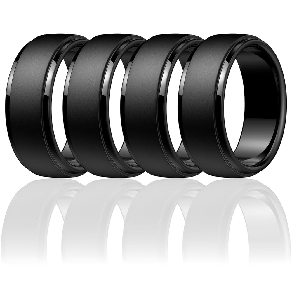 Egnaro Men's Silicone Wedding Rings: Classic Black Style Rubber ring - Hypoallergenic for Gym/Out... | Amazon (US)