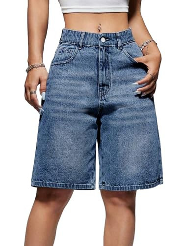 EMMIOL Women Jorts Jean Shorts Jorts Outfits Mid-Low Waisted Trendy Causal Summer Loose Straight Leg Denim Shorts | Amazon (US)