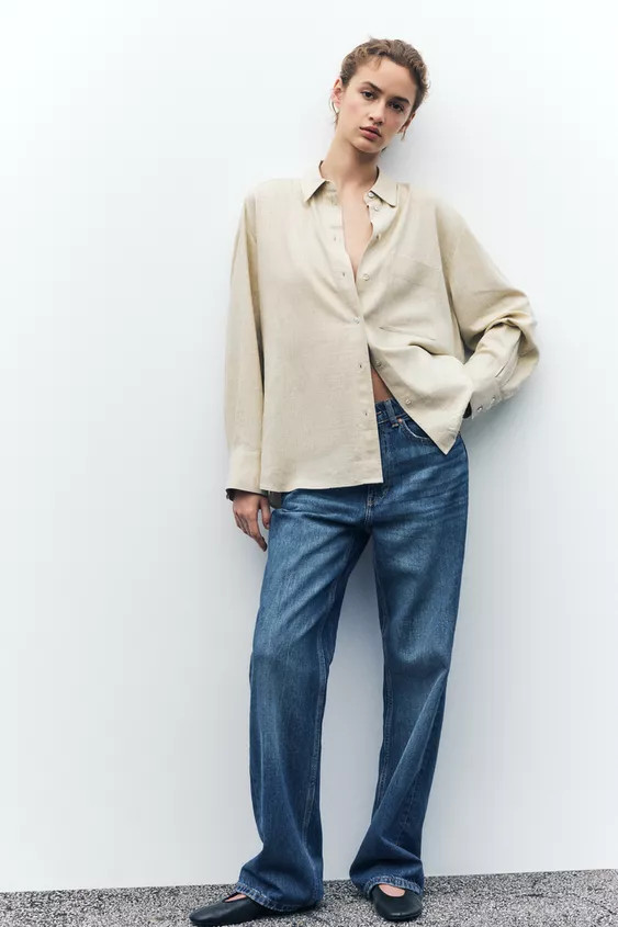OVERSIZE LINEN BLEND SHIRT | Zara UK