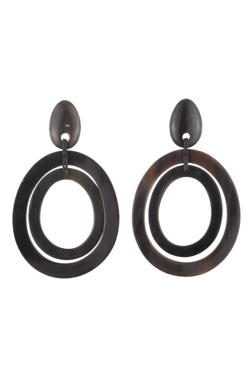 Buy Buffalo Horn Double Hoop Earrings in Black Online | NATORI | Natori