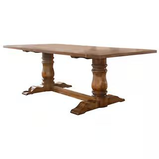 Ellen 88 in. L Rectangle Antique Natural Oak Wood Dining Table (Seats 8) | The Home Depot