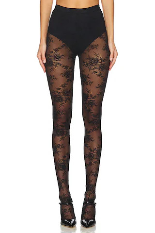 Floral Net Tights in Black | Revolve Clothing (Global)
