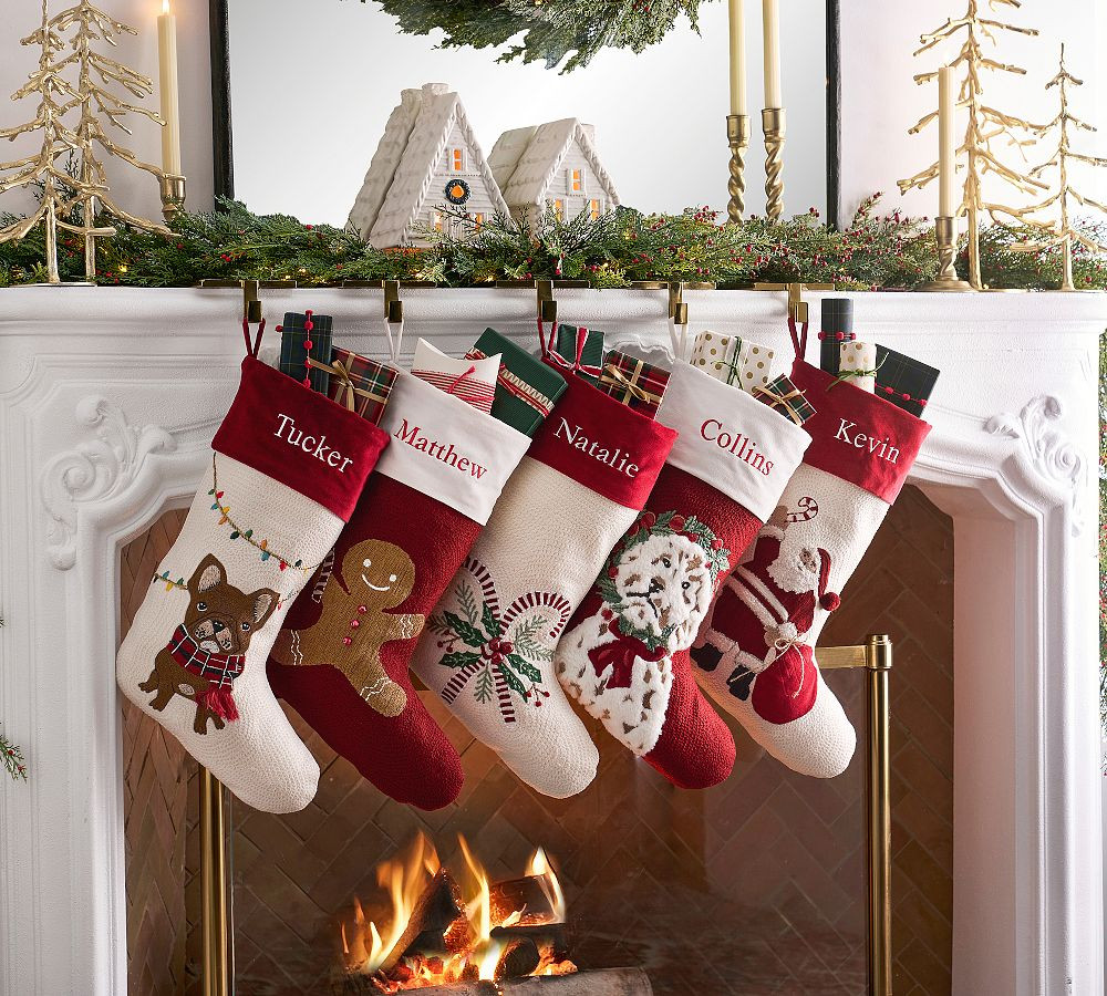 Holiday Icons Crewel Stockings | Pottery Barn (US)