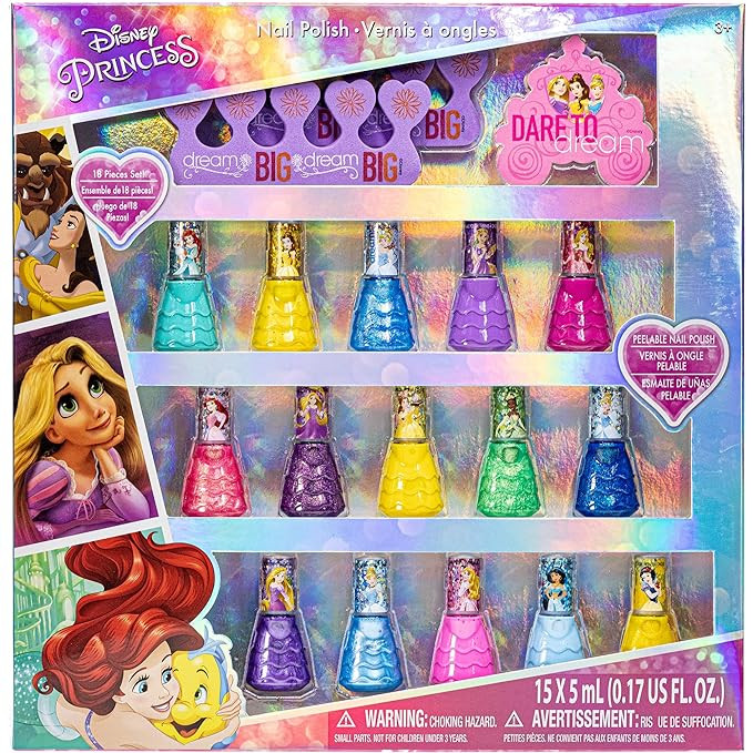 Townley Girl Disney Princess Non-Toxic Peel-Off Water-Based Safe Quick Dry Nail Polish| Gift Kit ... | Amazon (US)