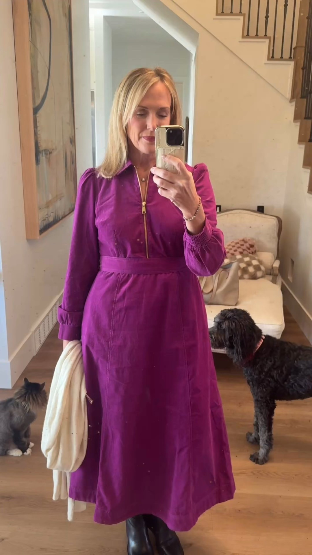 Totally loving the color of this dress from Boden. I’m such a nerd… I couldn’t remember the word ‘corduroy’
Have a great day! Stay warm!


#LTKootd #LTKdayinmylife #LTKOver40
