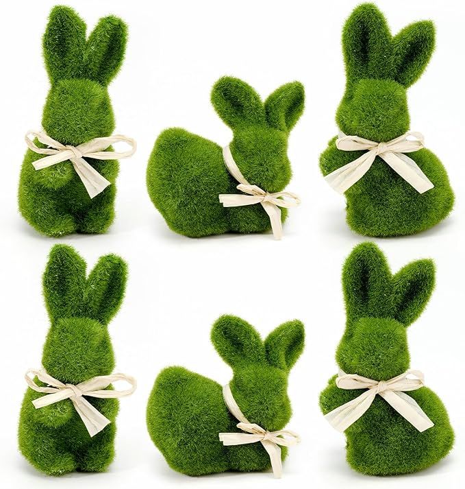 Nature Vibe 5 Inches Moss Bunny Easter Home Decor, Set of 6 Artificial Moss Easter Bunny Decor fo... | Amazon (US)