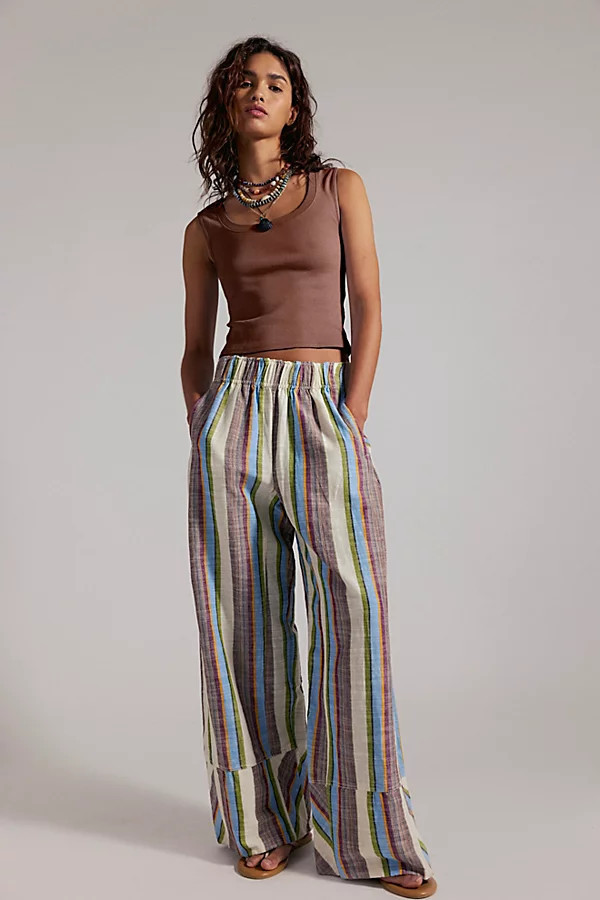 Day's End Linen Striped Pull-On Pants | Free People (Global - UK&FR Excluded)