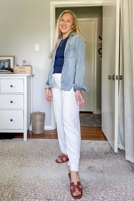 I love this coastal inspired casual look perfect for transitioning into summer! ☀️

Tank: wearing size M! I have these $8 tanks in 10+ colors. They are high-neck, ribbed, and are super soft!

Chambray shirt: Wearing size L. The quality of this shirt is amazing! It has great structure but is still soft and great for layering ✨

Linen pants: these pants are old but I linked similar ones that I also own! Wearing a M

#LTKFindsUnder50 #LTKStyleTip #LTKSeasonal