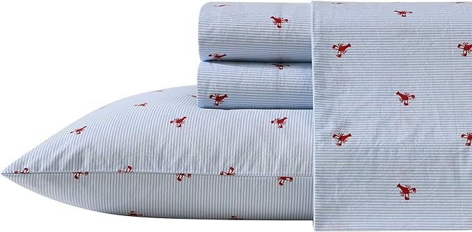 Amazon.com: Nautica - Full Sheets, Cotton Percale Bedding Set, Casual Home Decor (Lobster Walk Re... | Amazon (US)