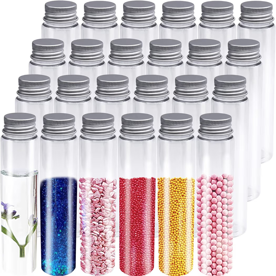 24 Pcs 115ml Test Tubes,Clear Plastic Test Tubes with Caps,Flat-Bottomed Bath Salt Containers for... | Amazon (US)