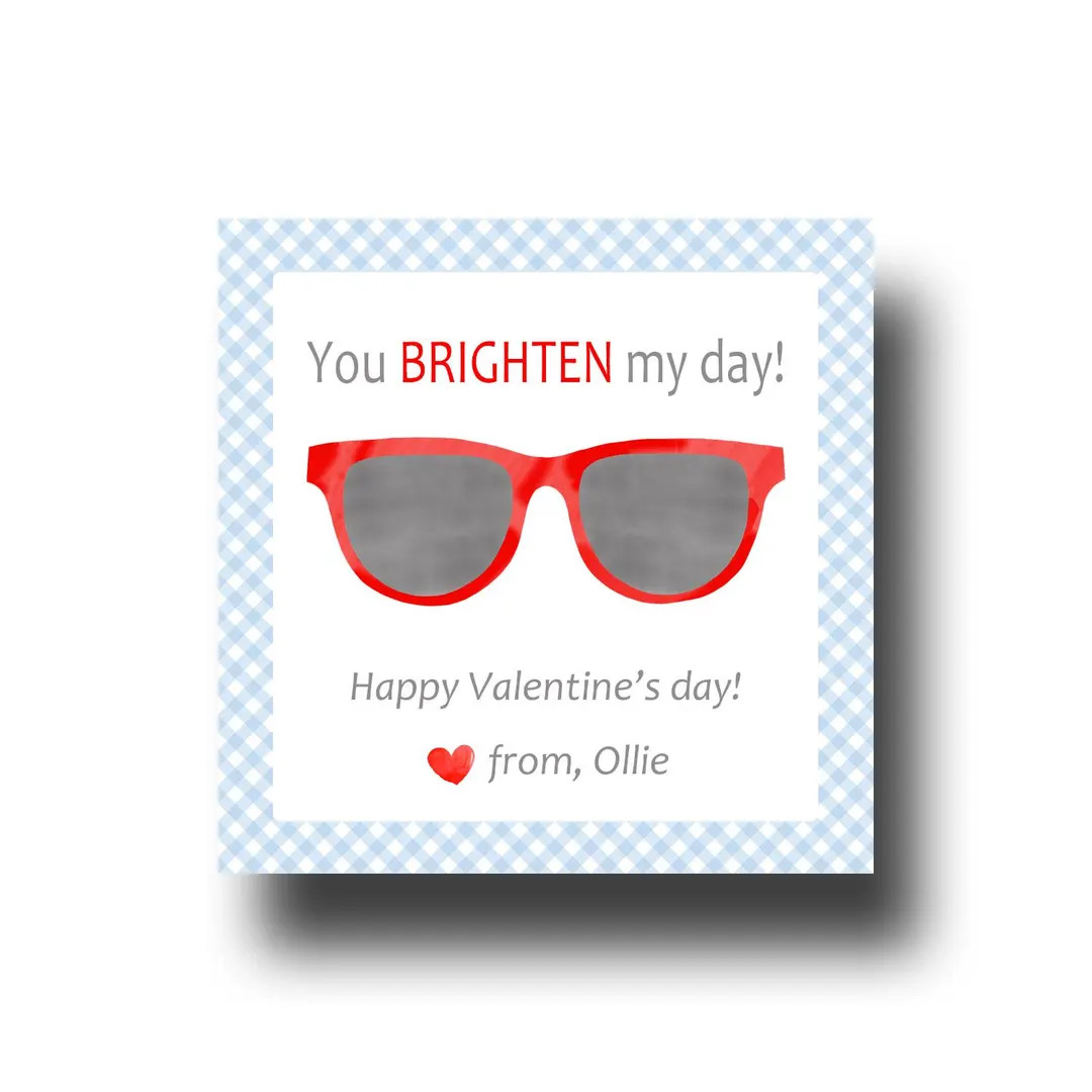 Valentine Tags & Stickers, Sunglasses, Brighten My Day - Etsy | Etsy (US)