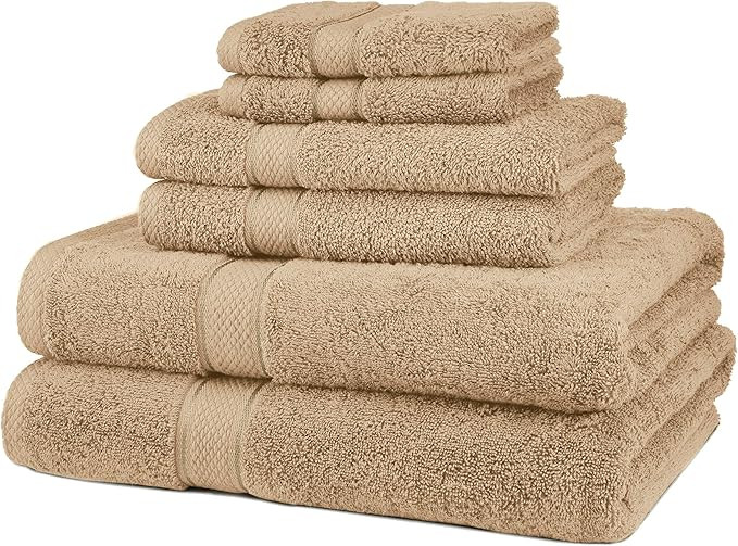 Amazon.com: Amazon Brand – Pinzon 6 Piece Blended Egyptian Cotton Bath Towel Set - Driftwood : ... | Amazon (US)