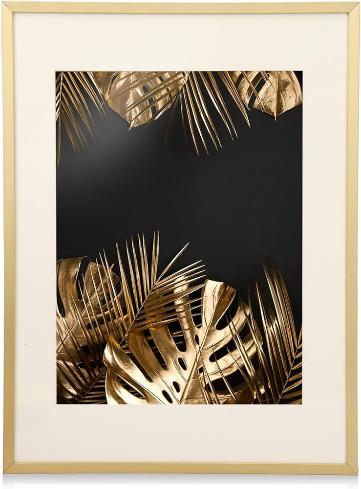 Fixwal 12 x 16 Frame Gold Aluminum Picture Frame Set of 1, Metal Gold Frame Tempered Glass with M... | Amazon (US)