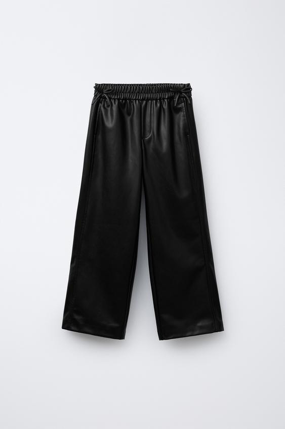 FAUX LEATHER BOW PANTS | Zara US