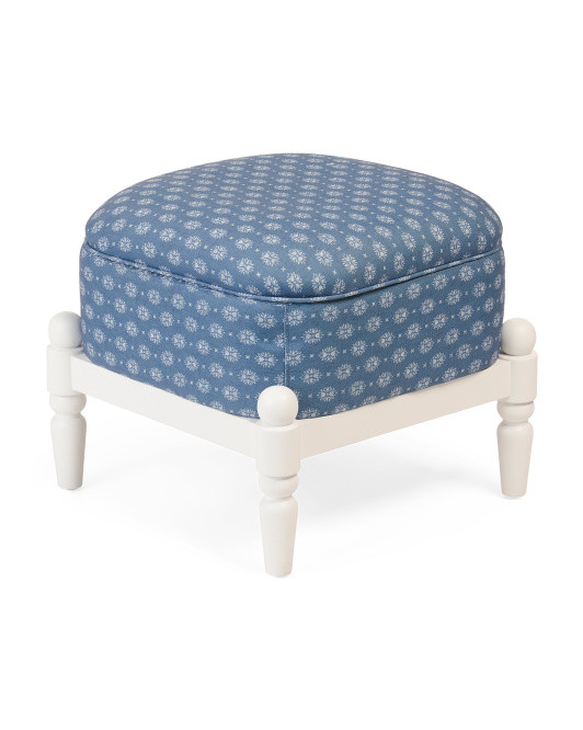 17in Block Print Storage Cocktail Ottoman | TJ Maxx