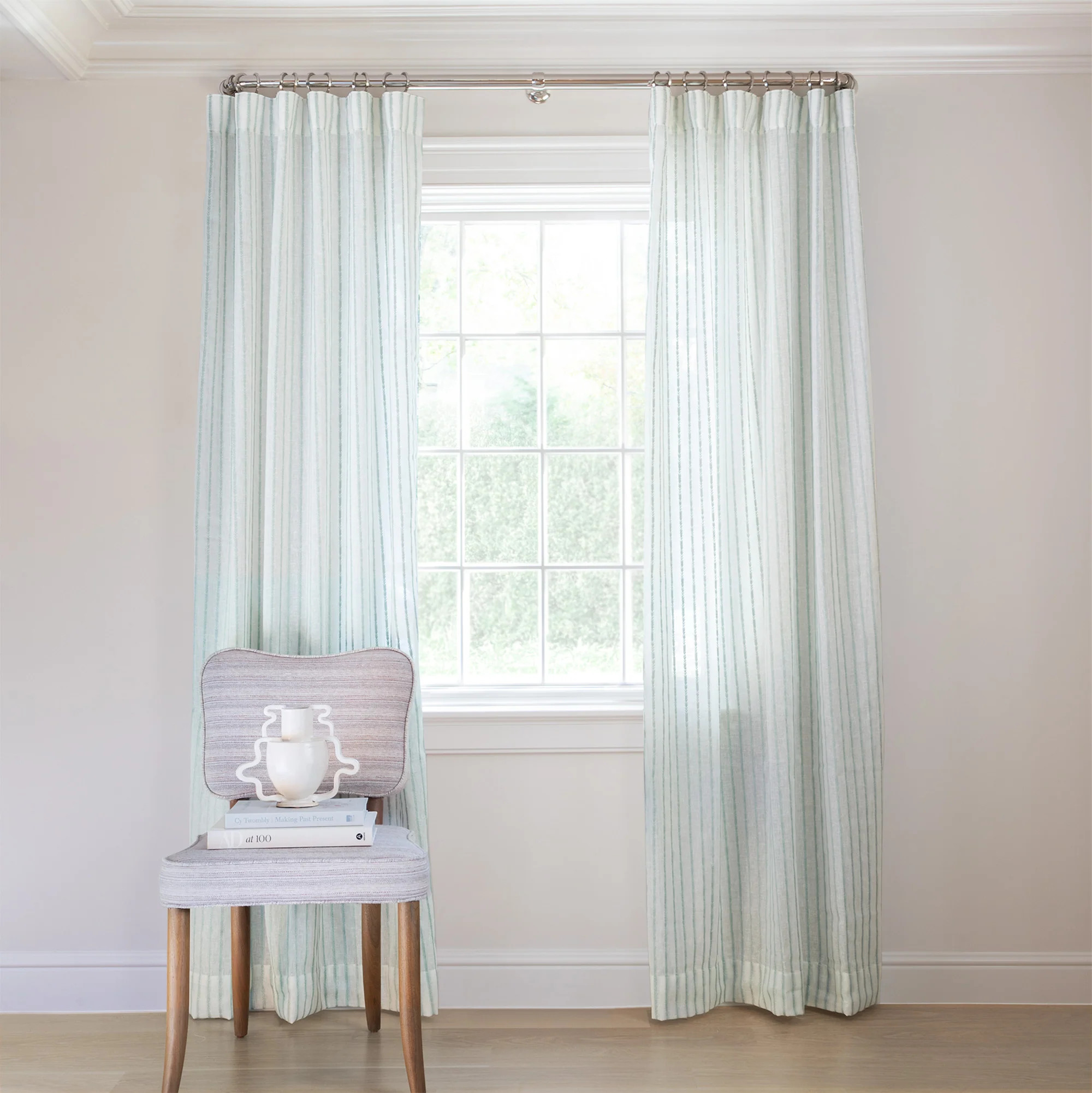 Custom Sheer Curtains: Madeline Mint, Green - Pepper Home | Pepper