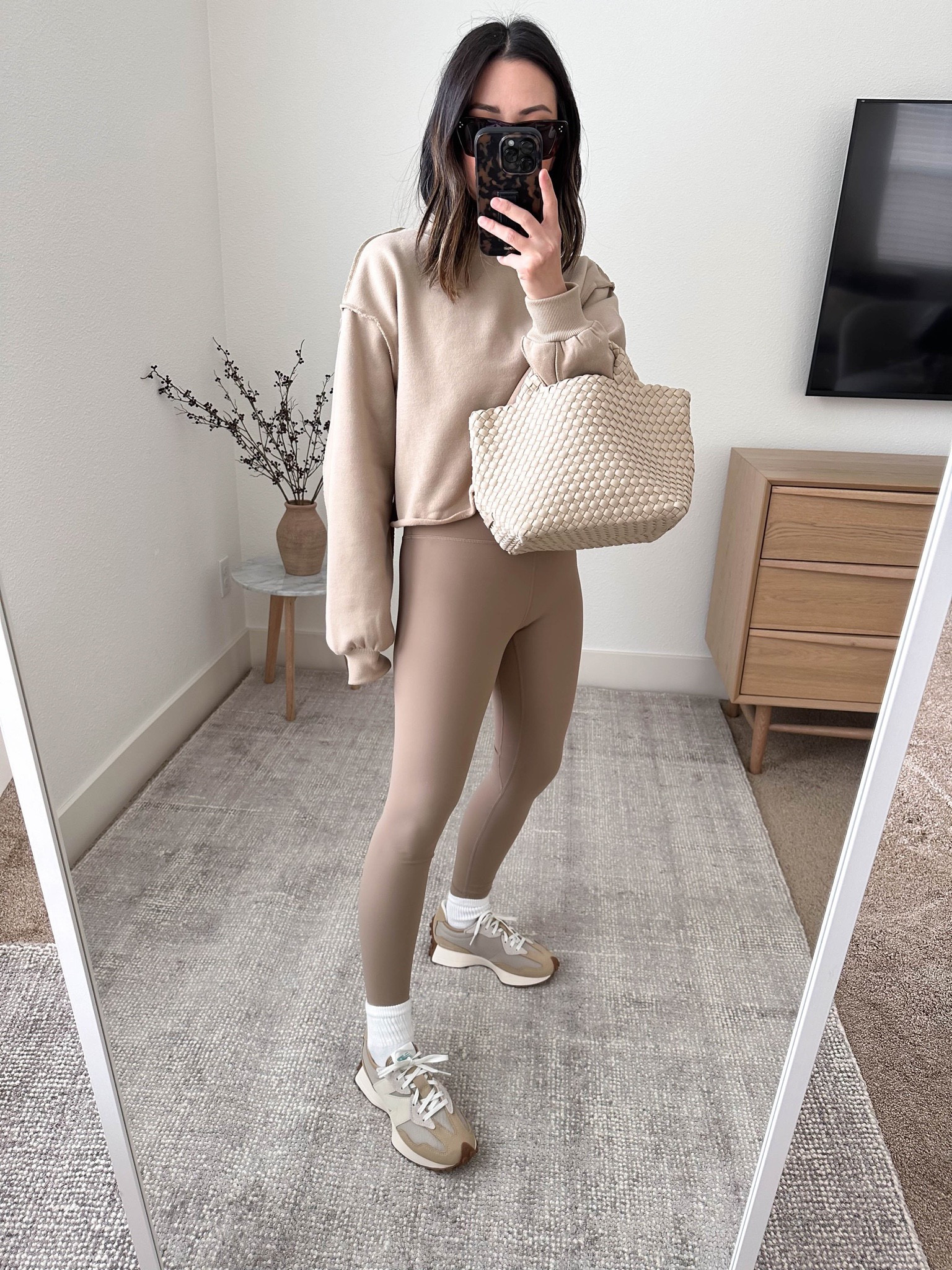 Petite activewear. Neutral activewear. Amazon activewear. Love this neutral combo. Sweatshirt is cropped and I sized up. 

Amazon sweatshirt medium
Amazon leggings xs
Hanes socks
New Balance 327 4.5 men’s. 
Naghedi mini tote in ecru
Celine sunglasses 



#LTKunder50 #LTKfit #LTKitbag