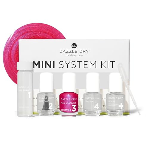 Dazzle Dry Mini Kit 4 Step System - Beloved - A bright hot pink shimmer with a subtle blue flash effect. Semi-sheer shimmer. (5 Piece Kit / 5 Manicures) | Amazon (US)