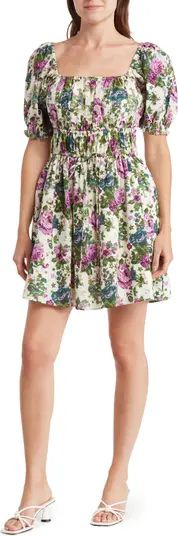 Floral Print Puff Sleeve Cotton Dress | Nordstrom Rack