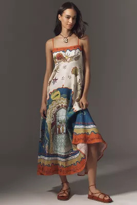 ALÉMAIS Surrealist Summer Sleeveless Linen Midi Sundress | Anthropologie (US)