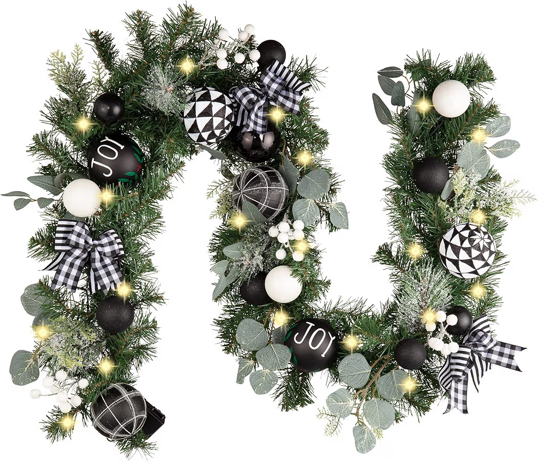 Valery Madelyn 6 Feet Pre-Lit Christmas Garland with Lights for Mantle, Lighted Outdoor Xmas Garl... | Amazon (US)