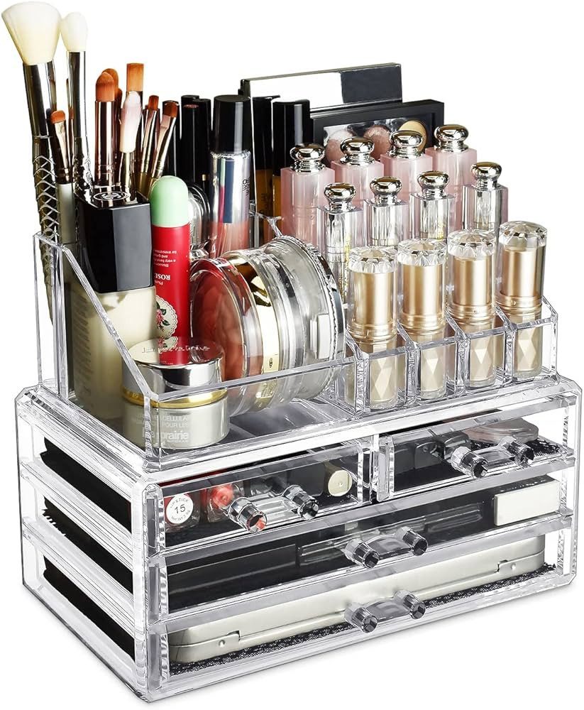 Ikee Design Clear Cosmetic Storage Organizer, Clear Makeup Organizer Cosmetic Display Case for Va... | Amazon (US)