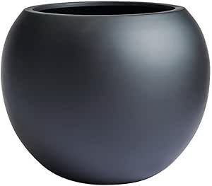 DTY Signature Mount Sherman 1-piece Fiberstone Planter for Indoor/Outdoor, Black, 13.5" H x 17" D... | Amazon (US)