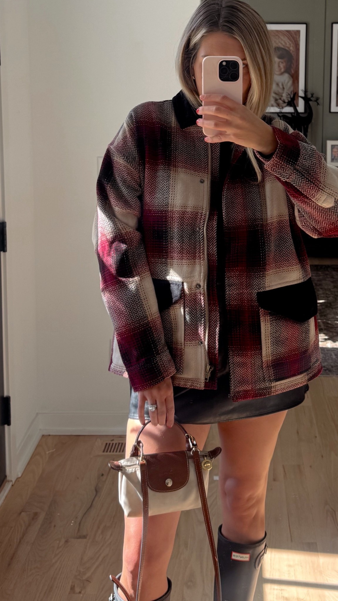 Barn jacket
Fall/winter jacket use code: 
FA-NATALIE20
Leather skirt
Hunter boots
Fall outfit 

#LTKSeasonal #LTKStyleTip #LTKHoliday