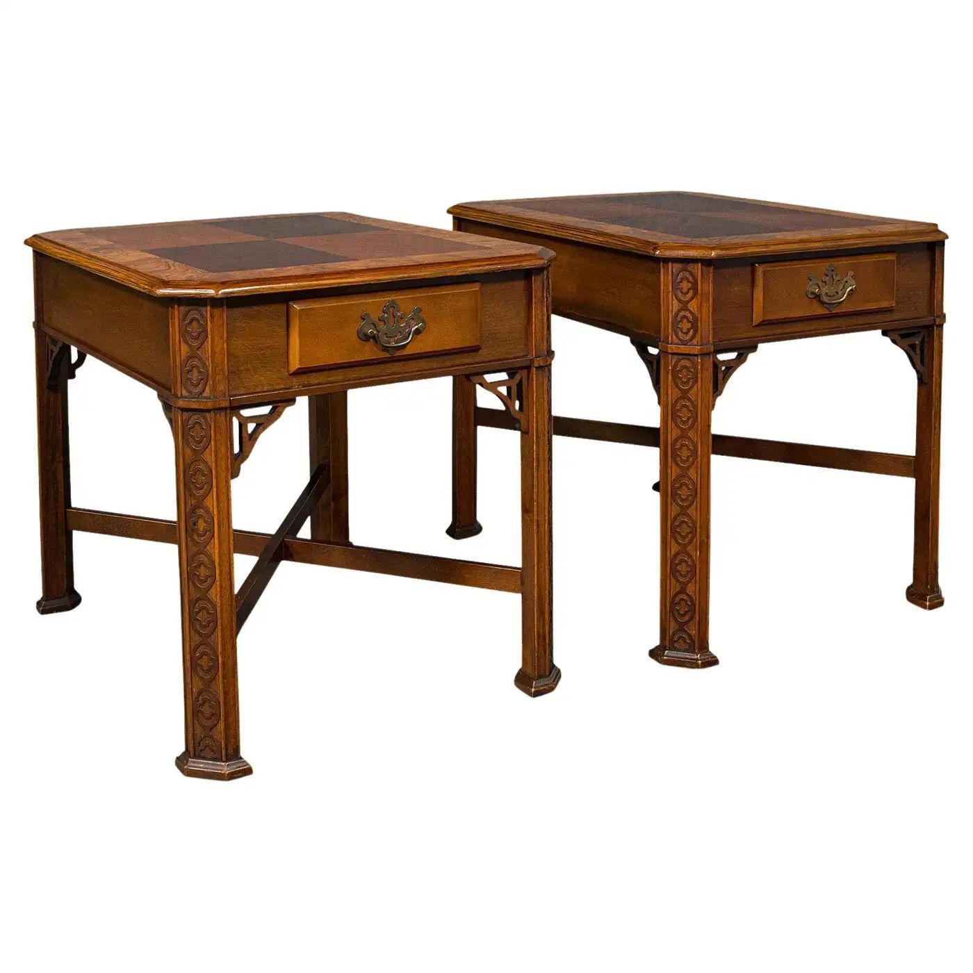 Pair of Vintage Bedside Tables, Chinese, Side, Nightstand, Chippendale Revival | 1stDibs