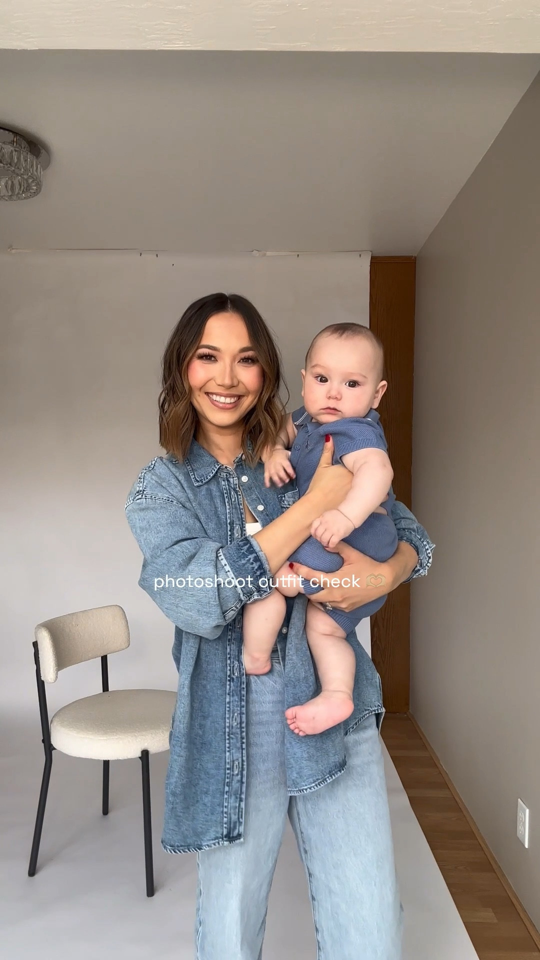 Denim on denim outfit / mom & baby photoshoot outfit ideas 

Gap factory denim shirt - finally found the perfect medium wash denim shirt! Sized up to a large for an oversized fit 

Aritzia Farrah jeans - runs smaller in the waist, on sale! 

#LTKSaleAlert #LTKFamily #LTKBaby