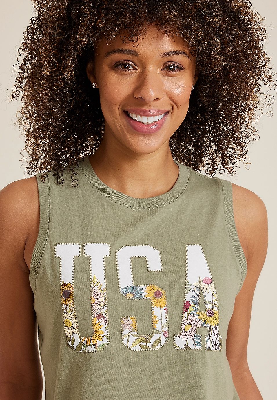 Americana Floral USA Graphic Tank | Maurices