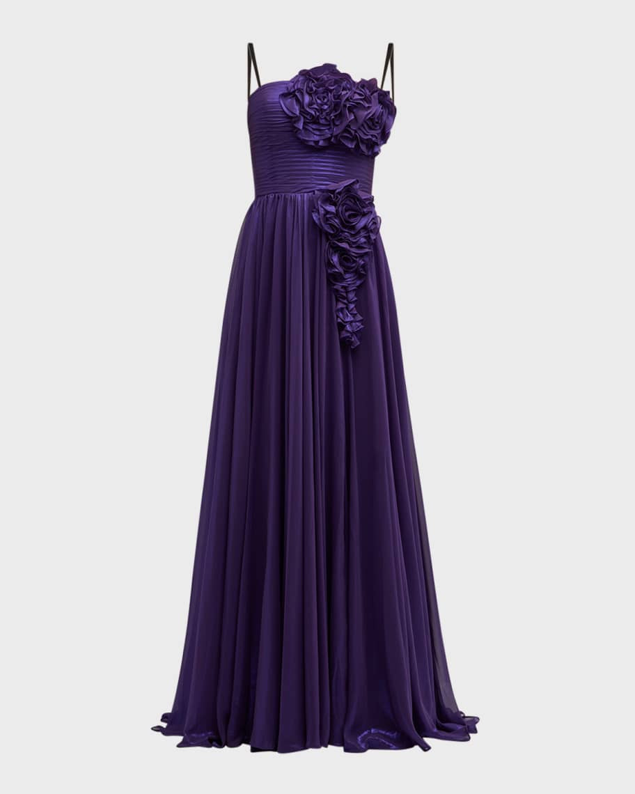 Jovani Strapless Flower-Embellished Gown | Neiman Marcus