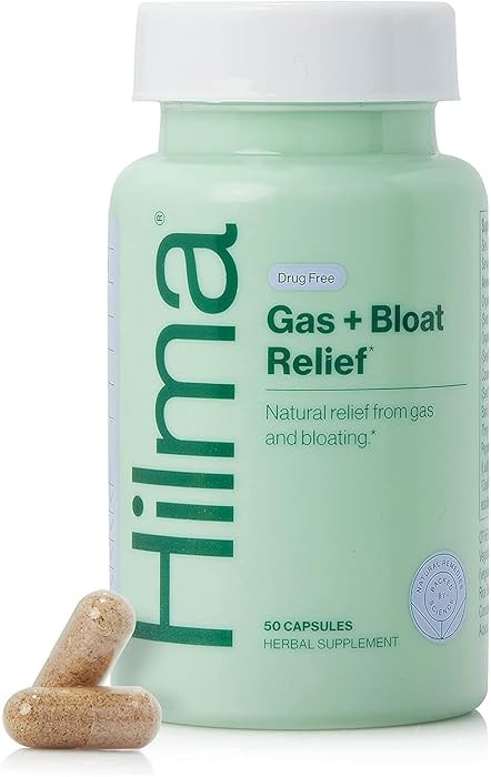 Hilma Gas and Bloating Relief, 50 Vegan Capsules     Natural Herbal Supplements with Peppermint L... | Amazon (US)