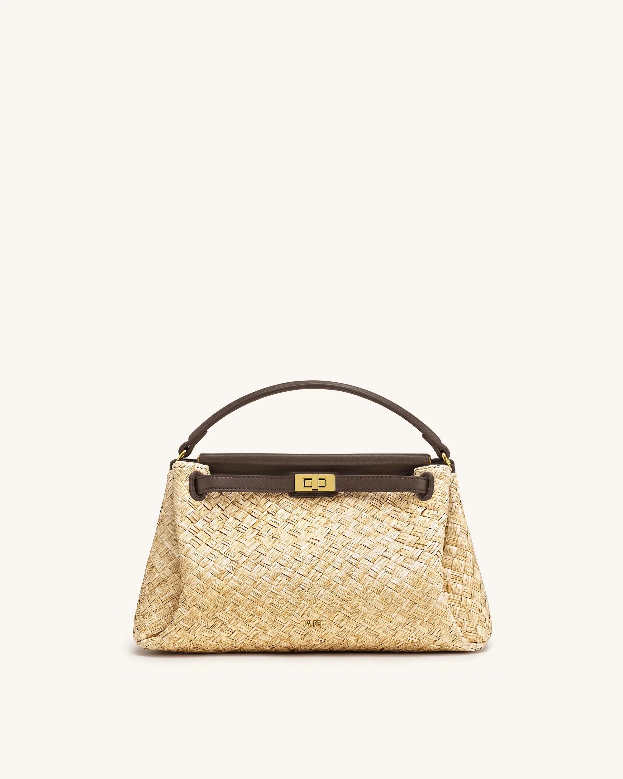 Carmen Faux Straw Top Handle Bag - Brown | JW PEI US