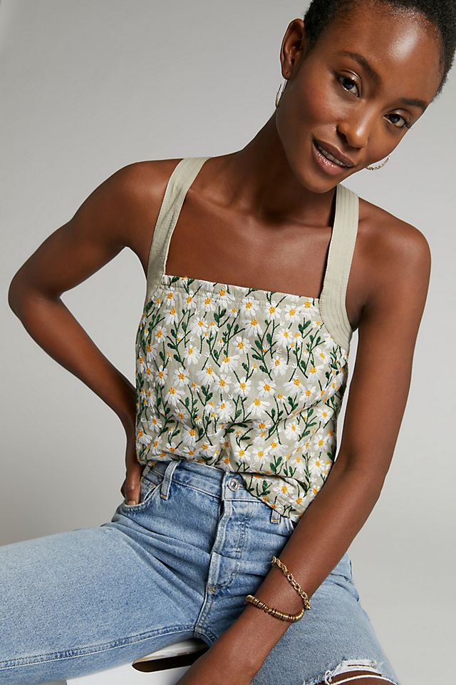 Maeve Daisy Embroidered Tank | Anthropologie (US)