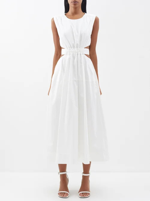 Aje - Zorina Cut-out Cotton-poplin Midi Dress - Womens - Ivory | Matches (US)