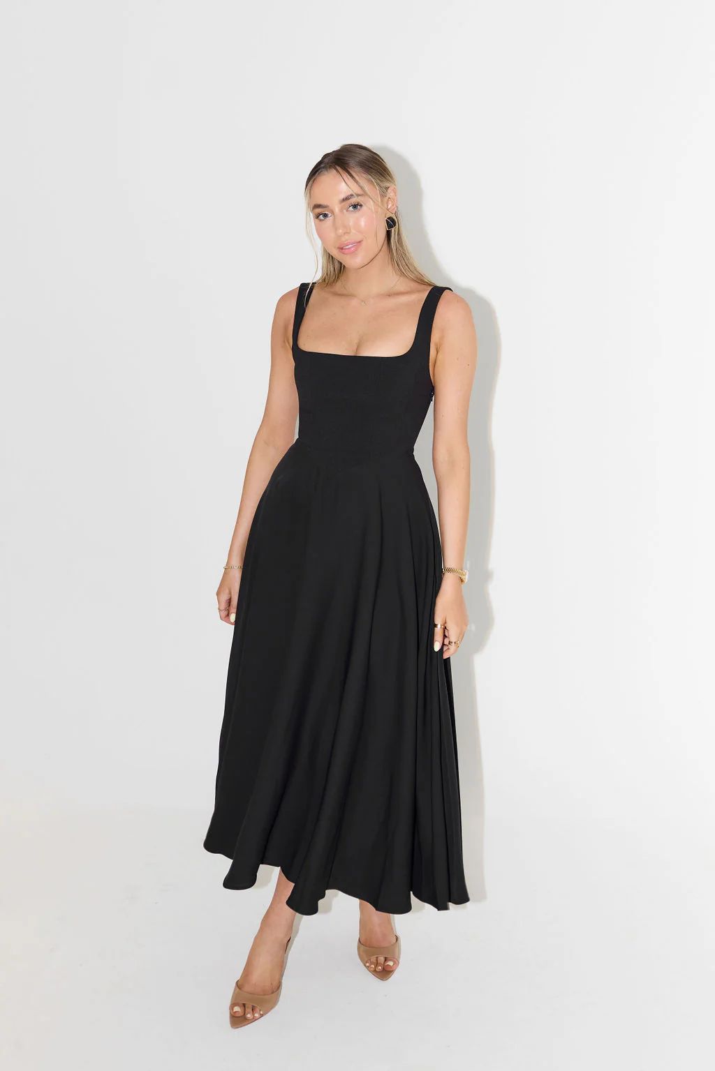 The Ultimate Muse High Waist Square Neck Midi Dress | Odd Muse