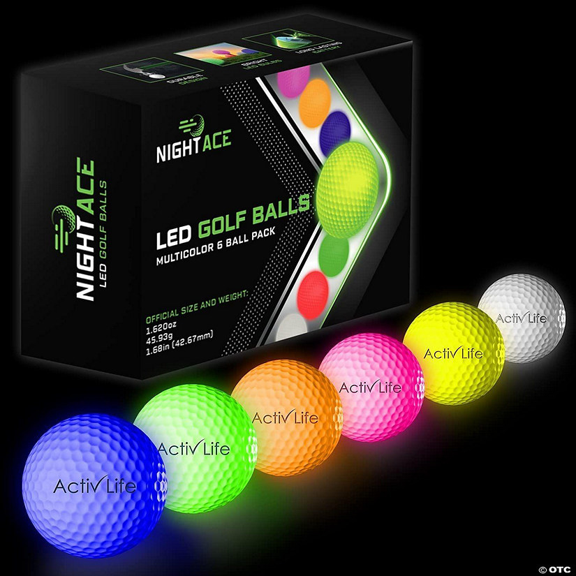 LED Golf Balls (6 Multicolor) Best Glow in the Dark Golfer Gifts for Men and Women Night Golfing ... | Oriental Trading Company