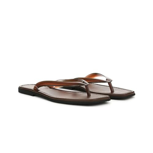 OMLISHZTY Brown Jelly Flip Flop Sandals for Women Clear Slip on Beach Thong Sandals Dressy Summer Casual Vacation Flat Slides | Amazon (US)