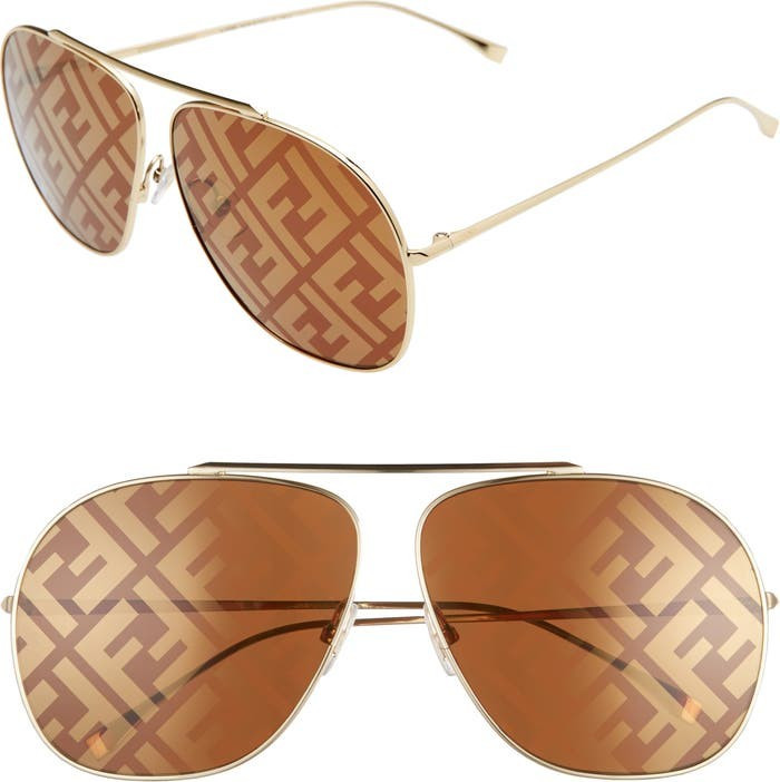 64mm Oversize Lenticular Lens Aviator Sunglasses | Nordstrom