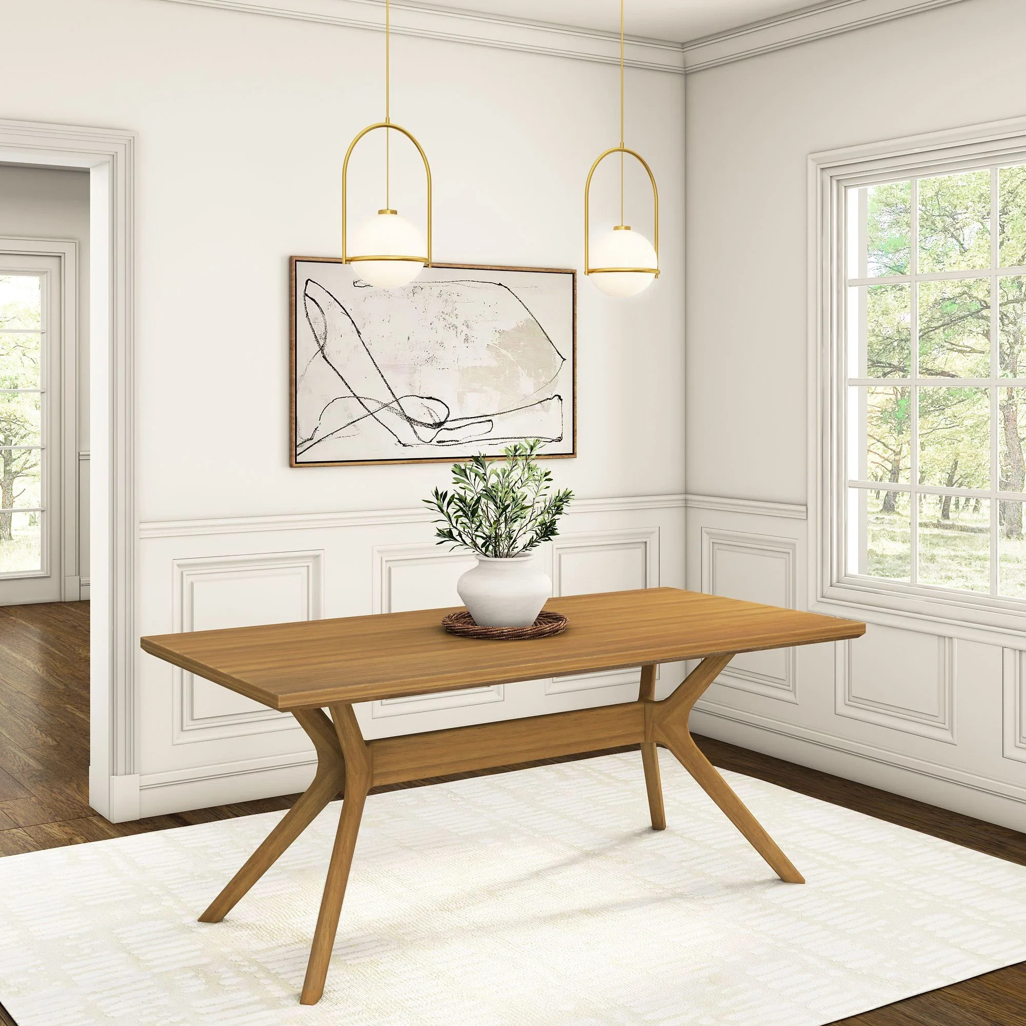 George Oliver Muhsina Cross Leg Rectangular Dining Table (72in / 1830mm) & Reviews | Wayfair | Wayfair North America