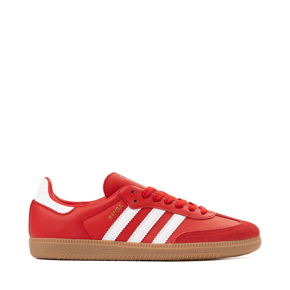 Womens adidas Samba OG Athletic Shoe - Better Scarlet / Cloud White / Gold Metallic | Journeys