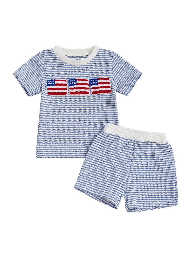 Loicainy Toddler Baby Boy 4th of July Clothes Set 6 12 18 24 Months 2T 3T 4T Flag Embroidery Stri... | Walmart (US)
