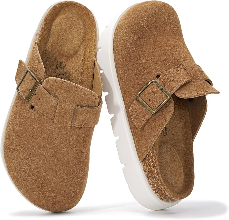 Project Cloud Genuine Leather Platform Clogs for Women Footwear - Memory Foam Arch Support Cork F... | Amazon (US)