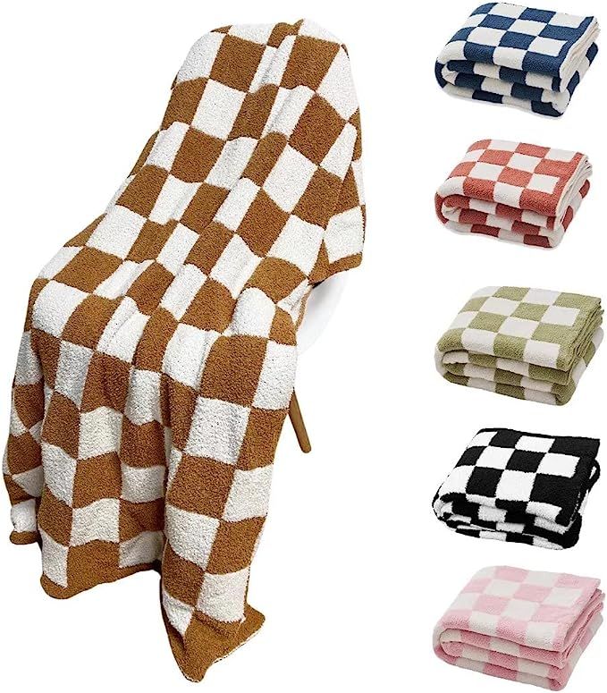 Luxury Fuzzy Blanket Checkerboard Blanket Lightweight Throw Blanket - Super Soft Warm Cozy Microf... | Amazon (US)