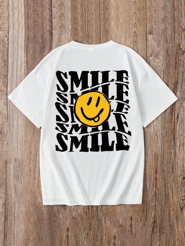 SHEIN Camiseta de manga corta de estilo informal con estampado de dibujos animados para adolescen... | SHEIN