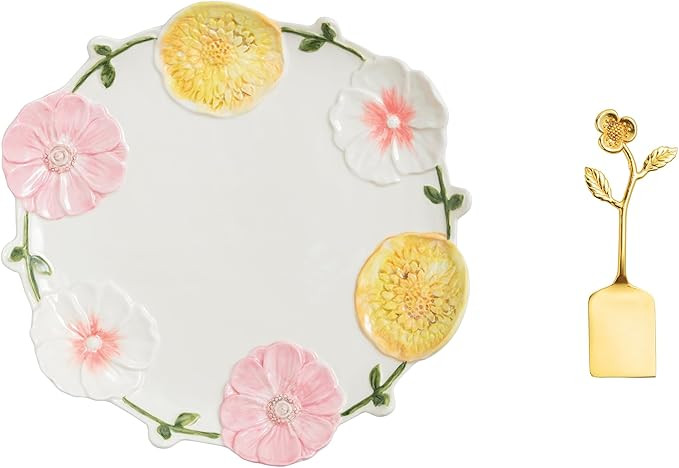 Mud Pie Stoneware Floral Round Platter and Serving Set | Amazon (US)