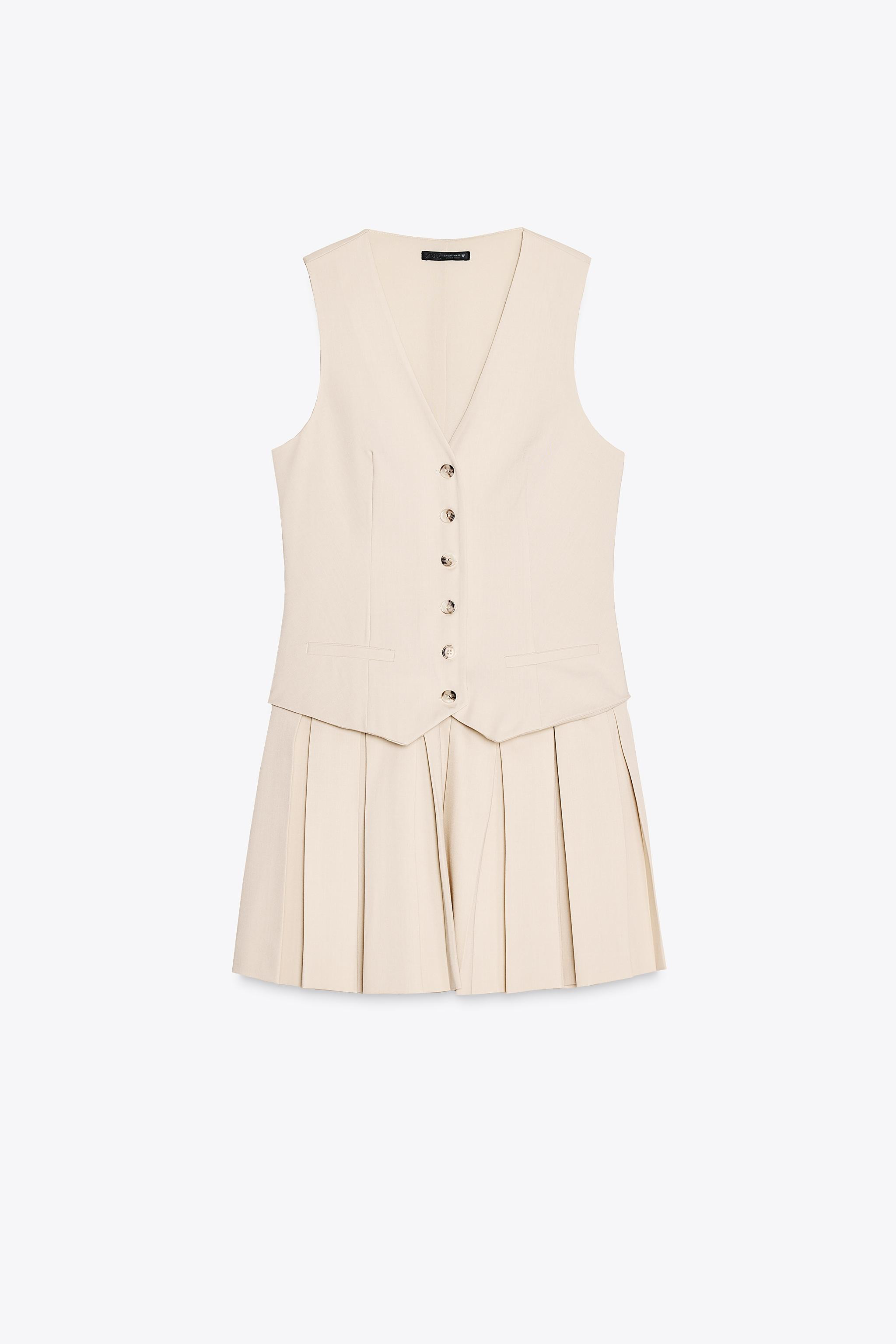 SHORT STRIPED DRESS WITH BOX PLEATS | Zara UK
