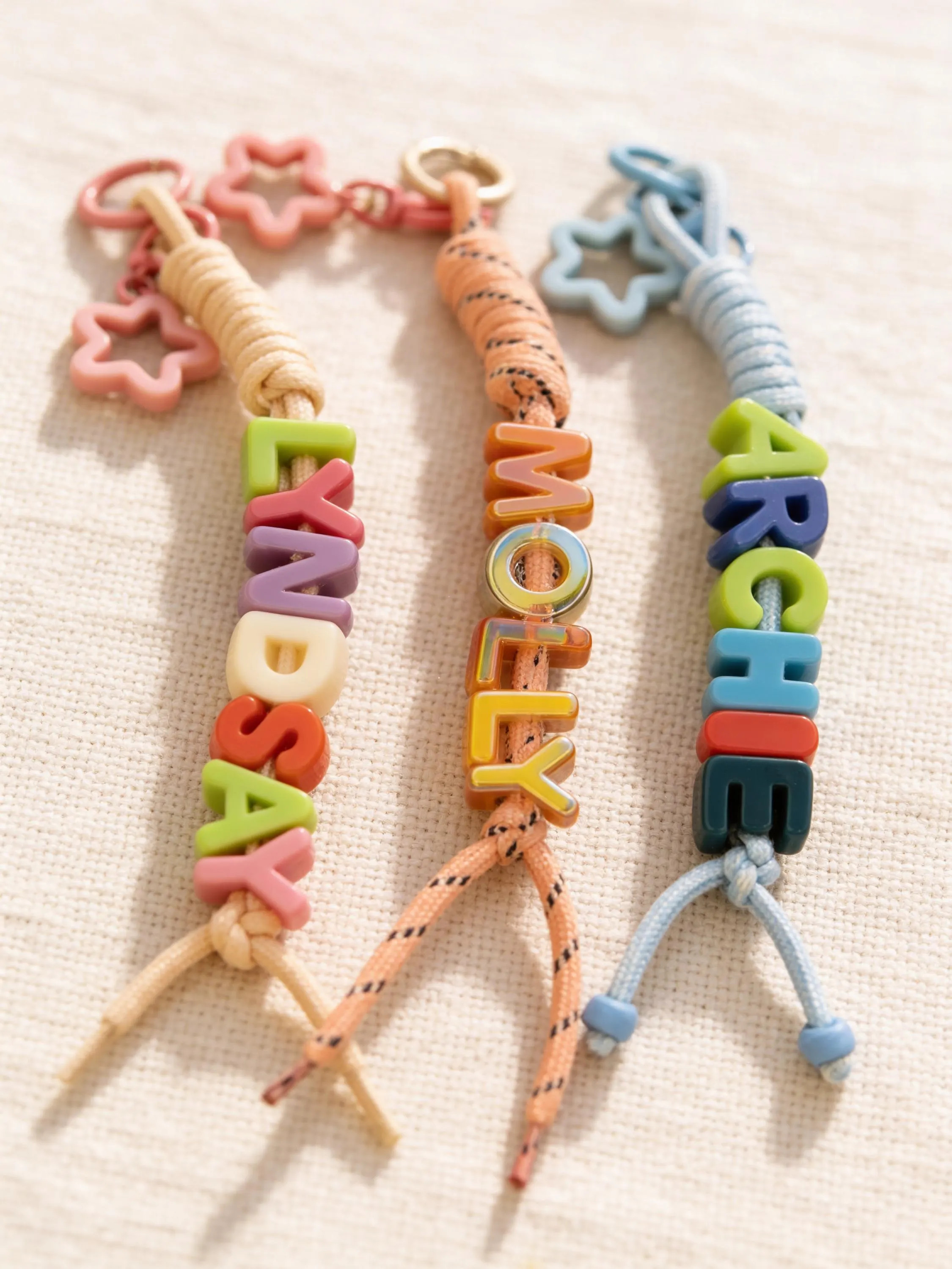 Personalized Name Keychain, Chunky Shoelace Cord, Colorful Letter Beads | Etsy (Global)