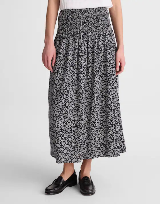 Smocked-Waist Midi Skirt in Floral Print | Madewell